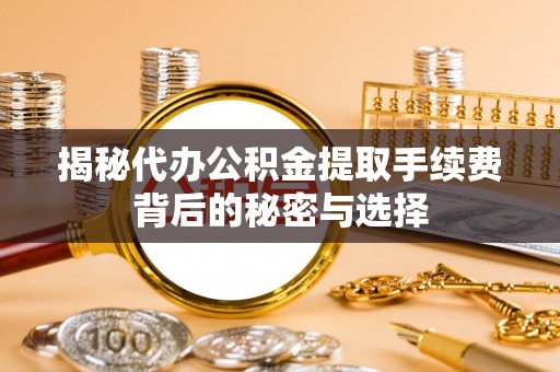 玛多揭秘代办公积金提取手续费背后的秘密与选择
