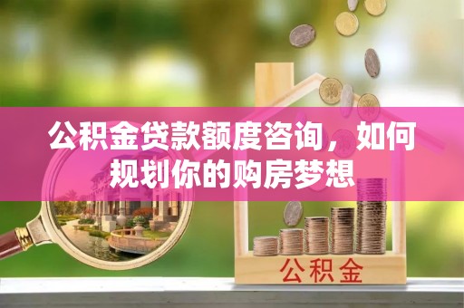 玛多公积金贷款额度咨询，如何规划你的购房梦想
